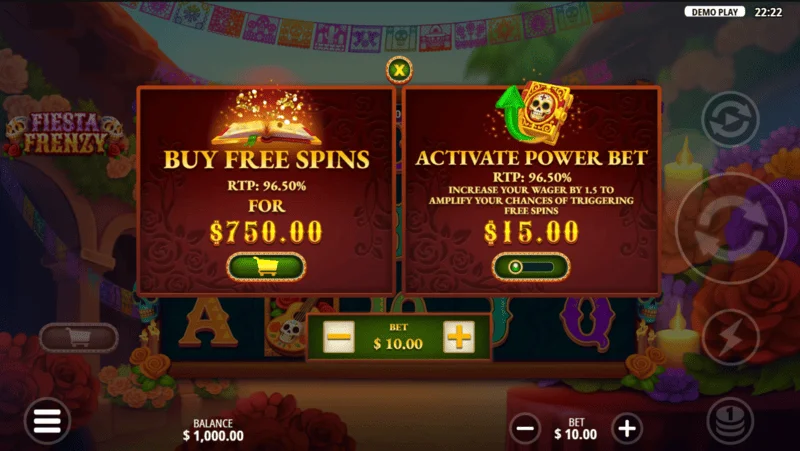Fiesta Frenzy - Pantalla de compra de bonificación